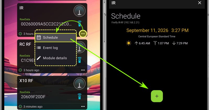Navigating to module schedule and creating a new rule