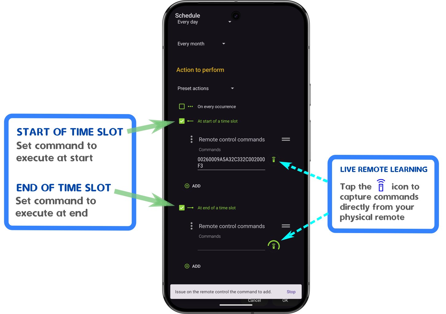Scheduling Remote Control Commands