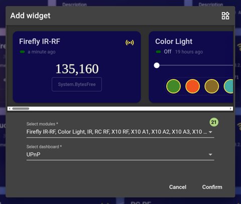Firefly Modules Dialog