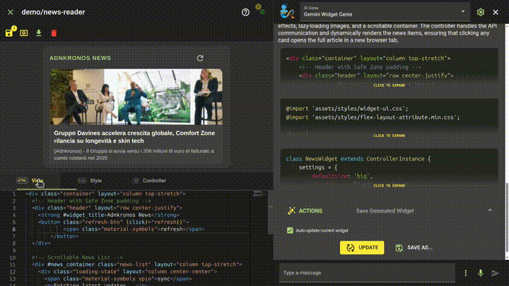 Refining the UI with conversational prompts