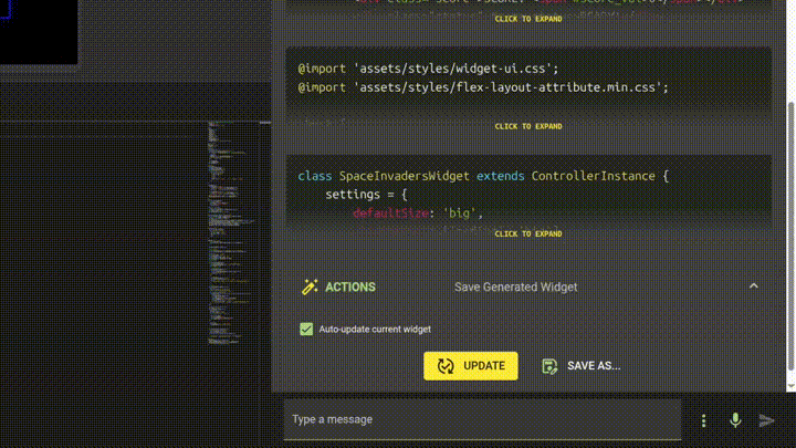 Space Invaders running on the HomeGenie dashboard
