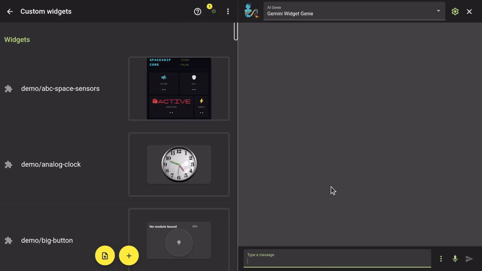 Widget Genie generating a futuristic weather widget in seconds