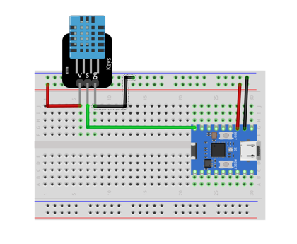 Smart temperature and humidity sensing device on a breadboard