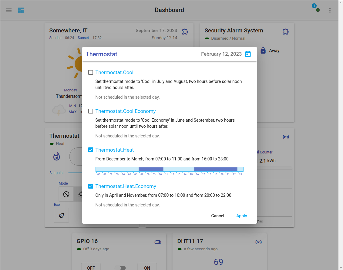 Thermostat schedules